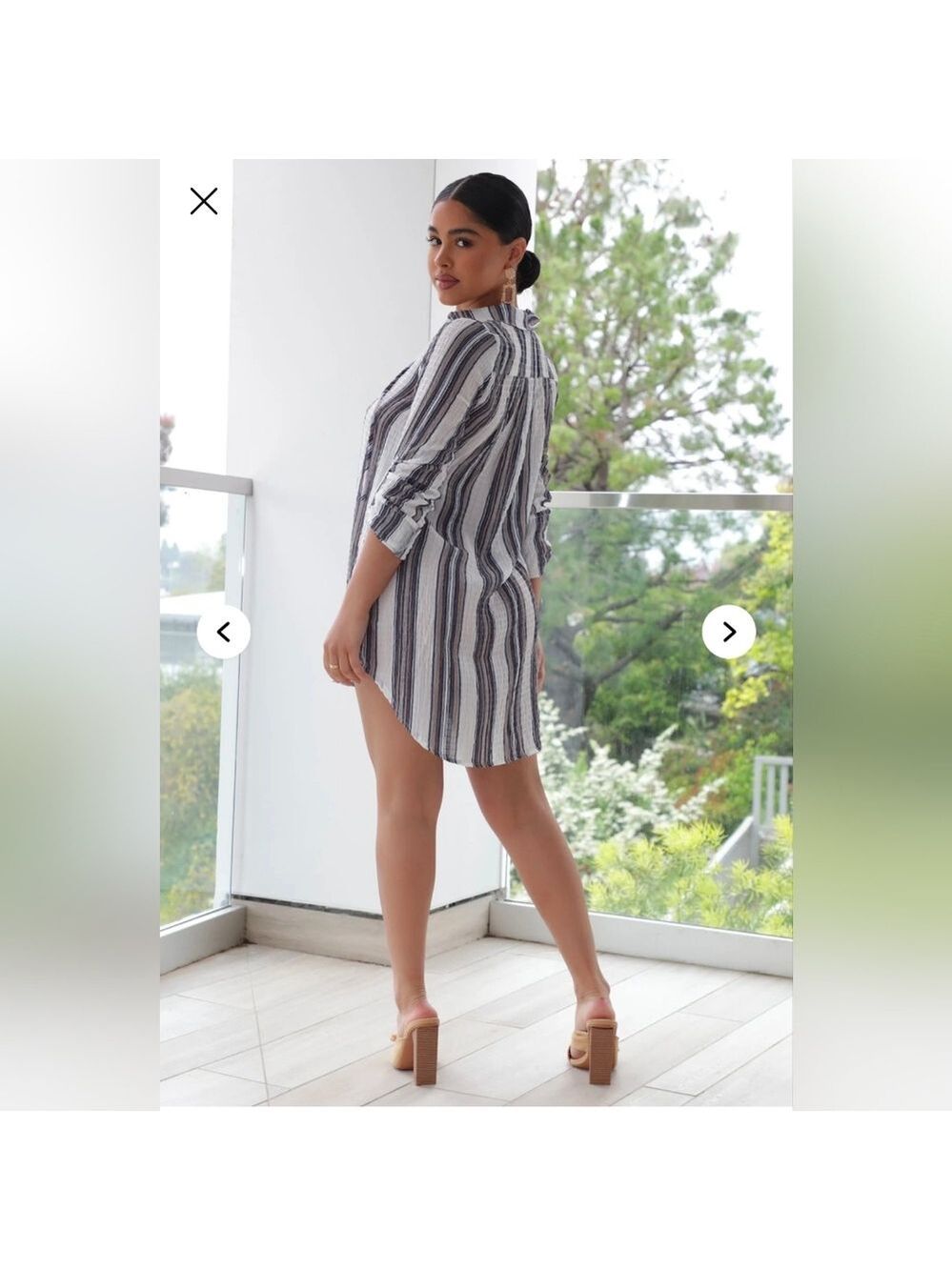 NWT Fashion Nova Navy and White Striped Dress, Large - Picture 2 of 6